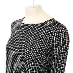 THE LIMITED Crosshatch Print Layered Tunic Blouse in Black & White SZ S